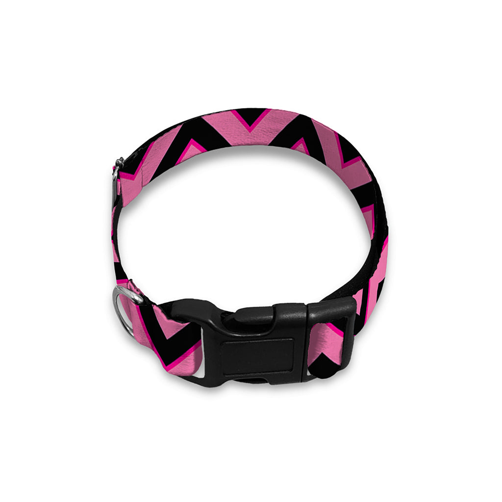 Black And Pink Chevron Pattern Print Dog Collar