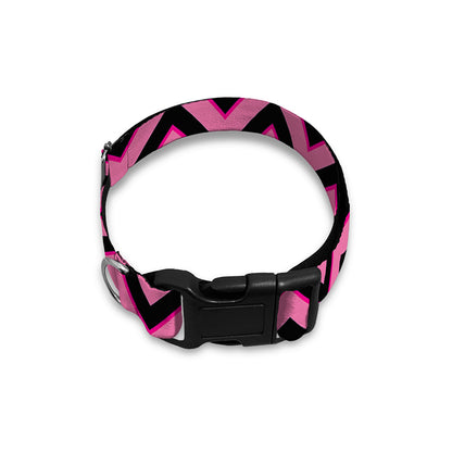 Black And Pink Chevron Pattern Print Dog Collar