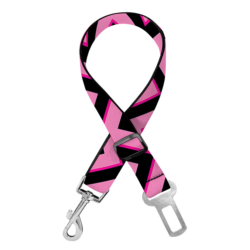 Black And Pink Chevron Pattern Print Dog Seat Belt