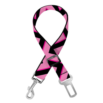 Black And Pink Chevron Pattern Print Dog Seat Belt