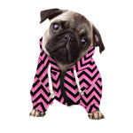 Black And Pink Chevron Pattern Print Dog Zip Up Hoodie