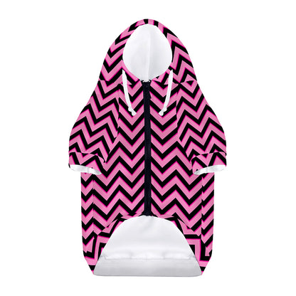 Black And Pink Chevron Pattern Print Dog Zip Up Hoodie