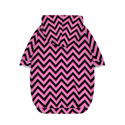 Black And Pink Chevron Pattern Print Dog Zip Up Hoodie