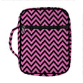 Black And Pink Chevron Pattern Print Front Pocket Bible Bag