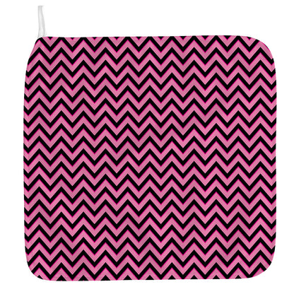 Black And Pink Chevron Pattern Print Hand Towel