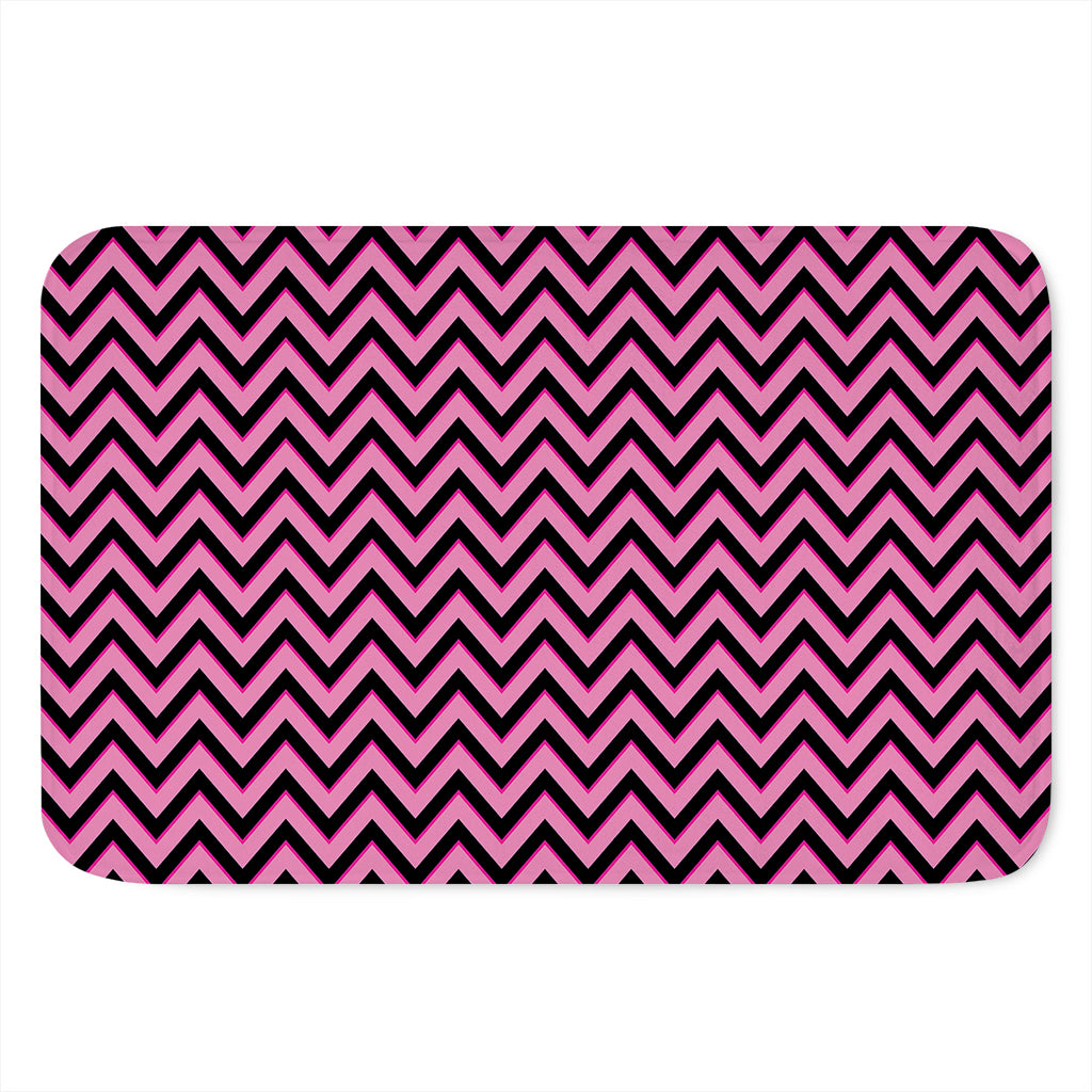 Black And Pink Chevron Pattern Print Indoor Door Mat