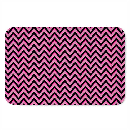 Black And Pink Chevron Pattern Print Indoor Door Mat