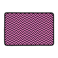 Black And Pink Chevron Pattern Print Kitchen Mat