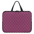 Black And Pink Chevron Pattern Print Laptop Sleeve With Handle