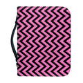 Black And Pink Chevron Pattern Print Leather Bible Cover