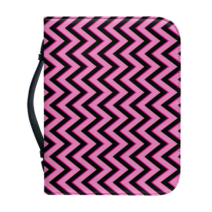 Black And Pink Chevron Pattern Print Leather Bible Cover