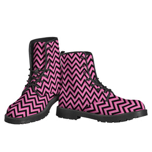 Black And Pink Chevron Pattern Print Backpack