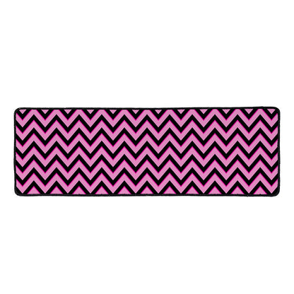 Black And Pink Chevron Pattern Print Long Kitchen Mat