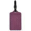 Black And Pink Chevron Pattern Print Luggage Tag