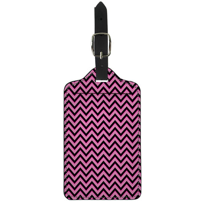 Black And Pink Chevron Pattern Print Luggage Tag