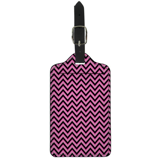 Black And Pink Chevron Pattern Print Luggage Tag