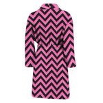 Black And Pink Chevron Pattern Print Men's Bathrobe