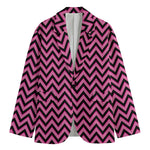 Black And Pink Chevron Pattern Print Men's Blazer