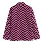 Black And Pink Chevron Pattern Print Men's Blazer