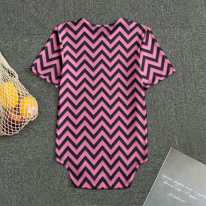 Black And Pink Chevron Pattern Print Men's Bodysuit