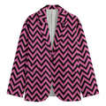 Black And Pink Chevron Pattern Print Men's Cotton Blazer
