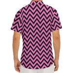 Black And Pink Chevron Pattern Print Men's Deep V-Neck Shirt