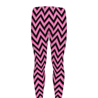 Black And Pink Chevron Pattern Print Men's leggings