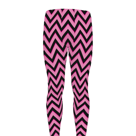 Black And Pink Chevron Pattern Print Men's leggings