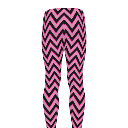 Black And Pink Chevron Pattern Print Men's leggings
