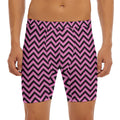 Black And Pink Chevron Pattern Print Men's Long Boxer Briefs