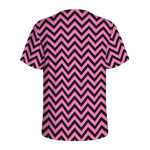 Black And Pink Chevron Pattern Print Men's Sports T-Shirt