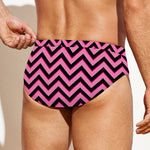 Black And Pink Chevron Pattern Print Men's Swim Briefs