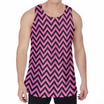 Black And Pink Chevron Pattern Print Men's Velvet Tank Top
