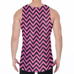 Black And Pink Chevron Pattern Print Men's Velvet Tank Top
