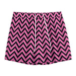 Black And Pink Chevron Pattern Print Mesh Shorts