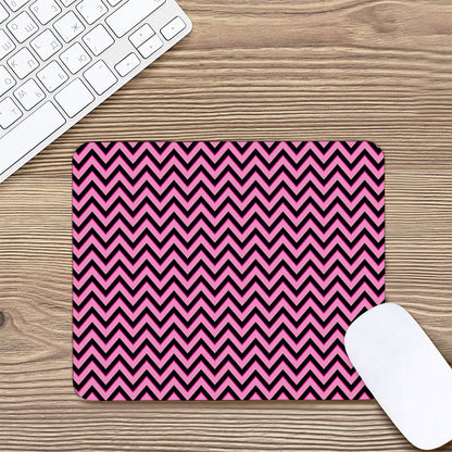 Black And Pink Chevron Pattern Print Mouse Pad