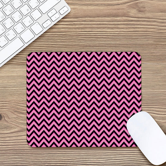Black And Pink Chevron Pattern Print Mouse Pad