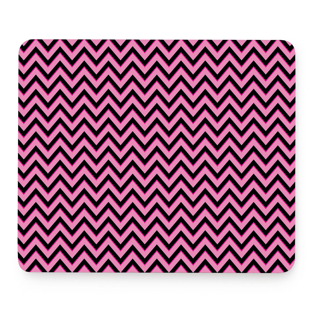 Black And Pink Chevron Pattern Print Mouse Pad