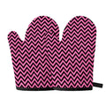 Black And Pink Chevron Pattern Print Oven Mitts