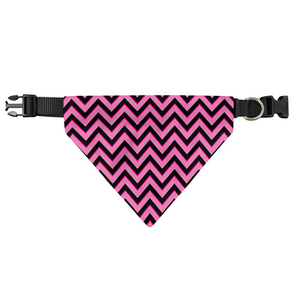Black And Pink Chevron Pattern Print Over The Collar Dog Bandana
