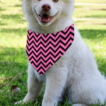 Black And Pink Chevron Pattern Print Over The Collar Dog Bandana