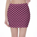 Black And Pink Chevron Pattern Print Pencil Mini Skirt