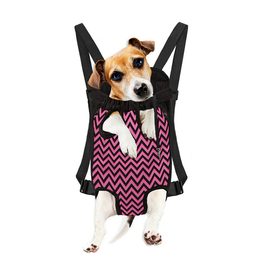 Black And Pink Chevron Pattern Print Pet Carrier Backpack