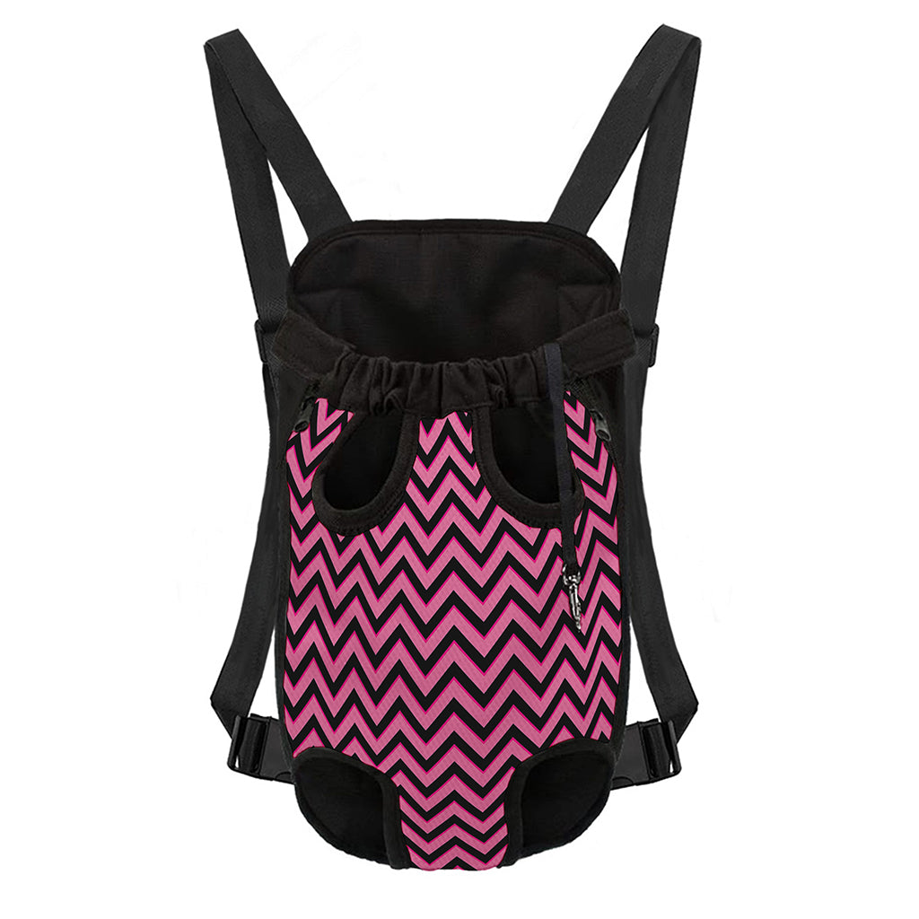 Black And Pink Chevron Pattern Print Pet Carrier Backpack