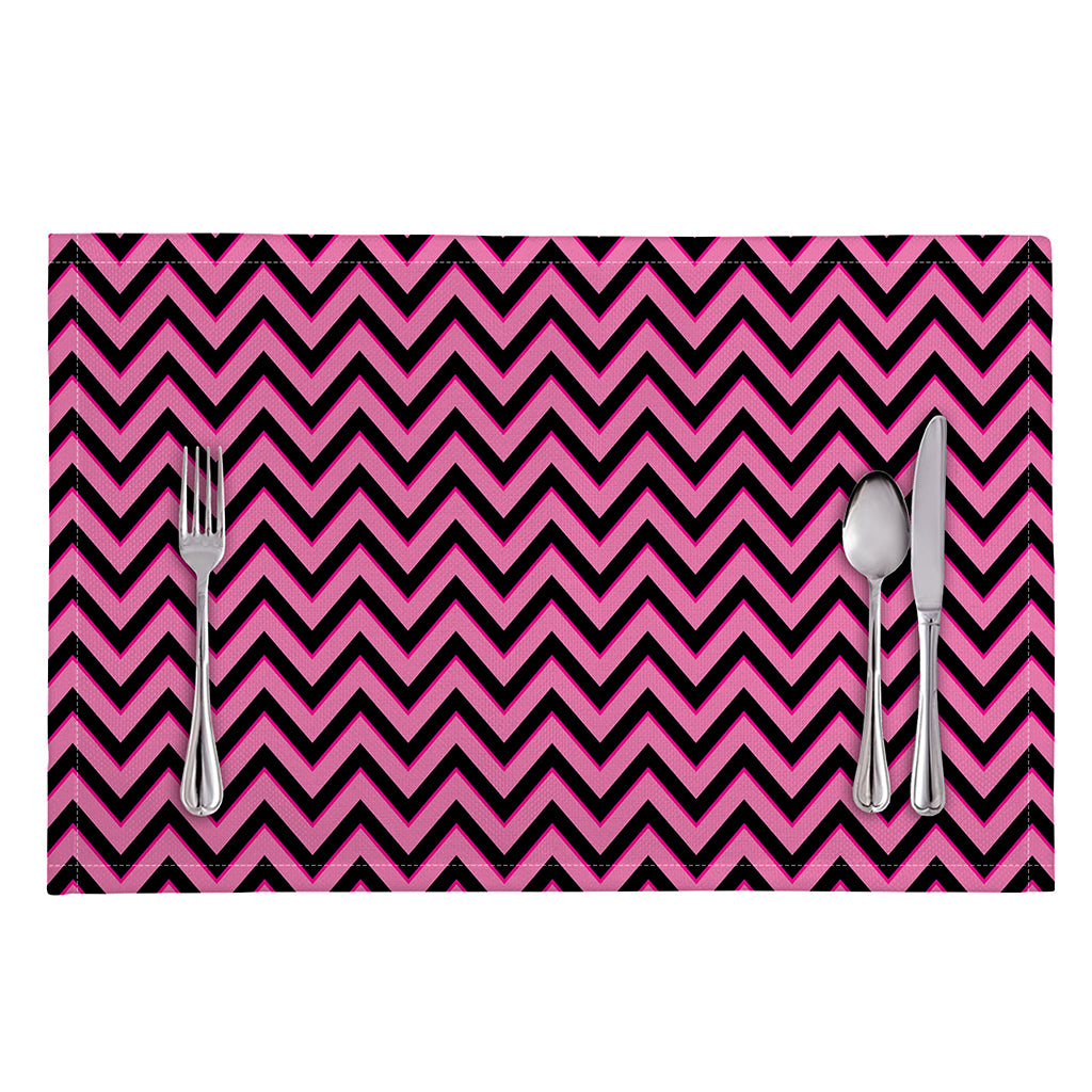 Black And Pink Chevron Pattern Print Placemat
