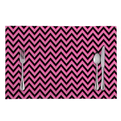 Black And Pink Chevron Pattern Print Placemat