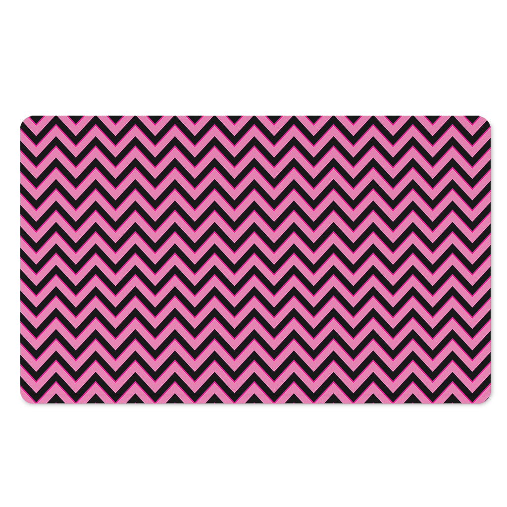 Black And Pink Chevron Pattern Print Polyester Doormat