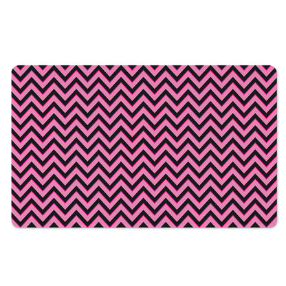 Black And Pink Chevron Pattern Print Polyester Doormat