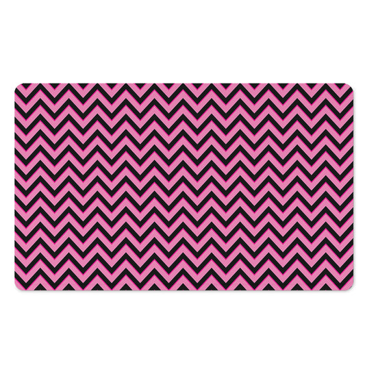 Black And Pink Chevron Pattern Print Polyester Doormat
