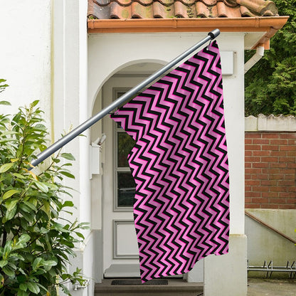 Black And Pink Chevron Pattern Print Polyester Flag